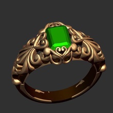 emerald filigree ring jewelry jewel jewells silver gold printable 3dprint platinum diamond emeraldring cocktail cocktailring ruby zbrush cnc rings 3d print model - Mito3D