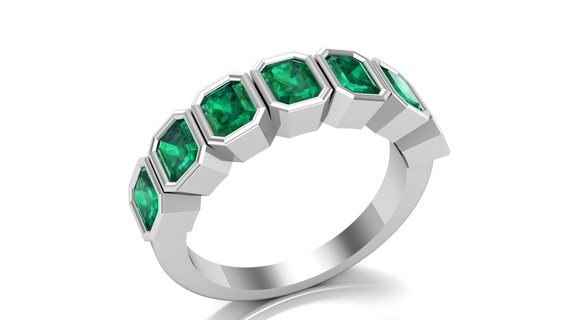 emerald half eternity band jewelry jewellery jewels rings ring goldrings silverrings pendant earrings earring whitegold ayyaz166 jewelery 3d print model - Mito3D