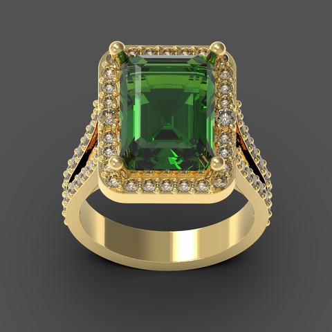 emerald ring jewelry classicring goldenring diamondring engagementring silverring 3D print model - Mito3D