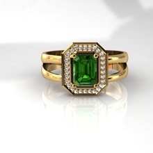 esmeralda anel joalheria gema diamante ouro prata mínimo imprimível 3d print model - Mito3D