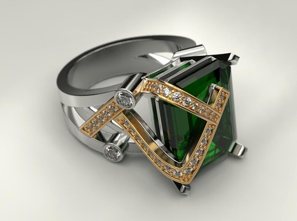 Smeraldo squillare gioielleria Stampa 3dprinted stampabile anelli design gioiello d'oro moda stampa oro prototipazione argento donne 3d print model - Mito3D