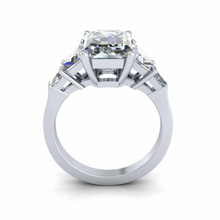 emerald three stone diamond ring version2 lion silver gold jewelry printable 3d model trend fashion design zbrush 3d print model - Mito3D