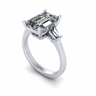 emerald three stone diamond ring lion silver gold jewelry printable 3d model trend fashion design zbrush 3d print model - Mito3D
