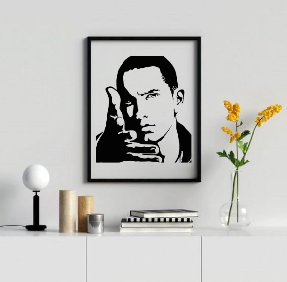 Eminem parede arte marechal Mathers tributo rapper quadril pulo músico ventilador decoração casa fusão 3d impressão pop cultura detroit rap Deus 3D print model - Mito3D