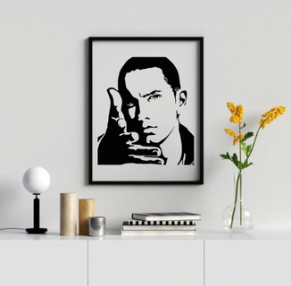Eminem parede arte marechal Mathers tributo rapper quadril pulo músico ventilador decoração casa fusão 3d impressão pop cultura detroit rap Deus 3d print model - Mito3D