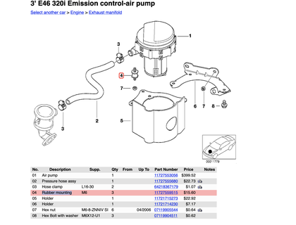 emisyon control air pompa ikincil hava enjeksiyon duman silgi montaj araba BMW m54 binmek e46 e36 39 e90 x3 x5 3d print model - Mito3D
