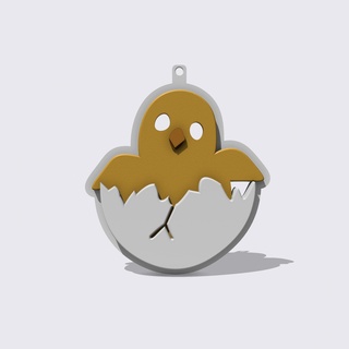 emoji pulcino rottura conchiglia chiave catena gadget uovo Pasqua pollo animale pendente portachiavi Basso poli 3d print model - Mito3D