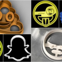 emoji cookie cutter set home angry heart eyed smiley ghost snapchat like facebook poop 3d print model - Mito3D