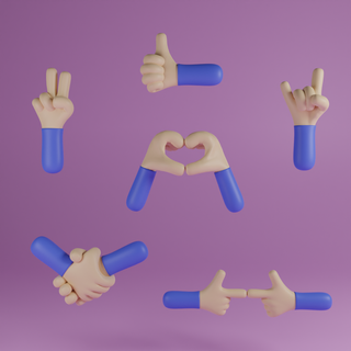 emoji eller blender 3d vermek döngüleri el ifade 3d print model - Mito3D