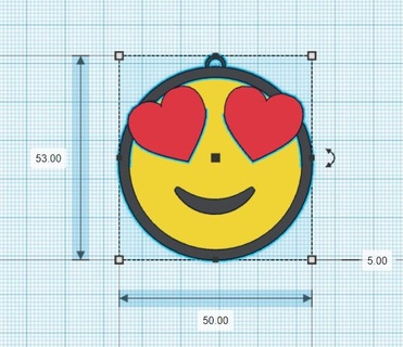 emoji porte clés cœur yeux 3d print model - Mito3D