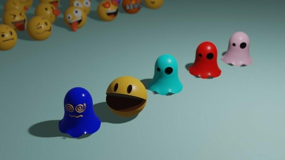 emoji pacman frio gracioso fantasma pintar juguete juego 3d print model - Mito3D