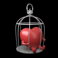 émotif barrières oiseau cage l'amour cœur poly art jouet 3d impression petit jouets imprimable porte clés 3d print model - Mito3D