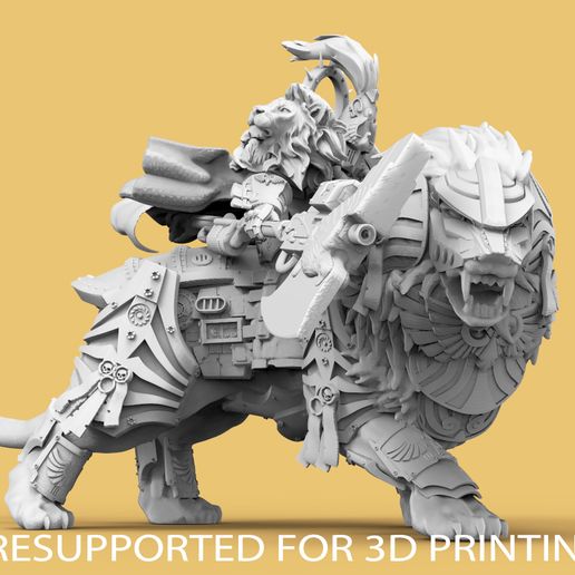 imperador leão guarda pré suportado 3D print model - Mito3D
