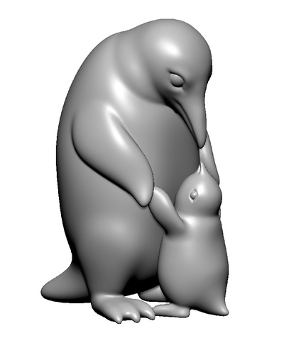 kaiser pinguin mutter kind kunst liebe verwöhnen tier niedlich 3d print model - Mito3D