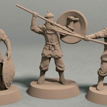imperio jagran soldados lanza paquete 3 miniaturas stl expediente soldado juego guerra mesa sagas espada guerrero 28mm fantasía 3d print model - Mito3D