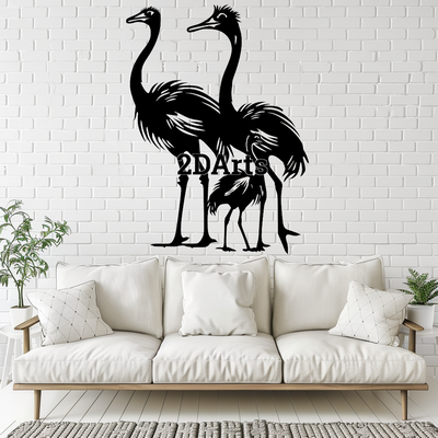 emu family 2d wall art window - digital stl & svg file home wildlife decor 3d printing laser cutting home cults3d download animal modern nature children's room decoration corporate rustic bird unique hanging special occasions housewarming g 3d print model - Mito3D