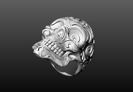 esmaltado etéreo cráneo anillo joyería joya esqueleto hueso anillos cabeza Arte esmalte humano huesos personaje 3d print model - Mito3D