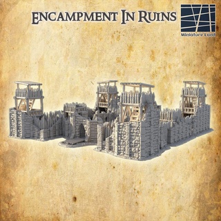encampment ruins 28 mm tabletop terrain fort rpg dnd castle medieval supportfree old stone cliff structure playable interior modular 28mm 25mm 15mm wargame 3d print model - Mito3D