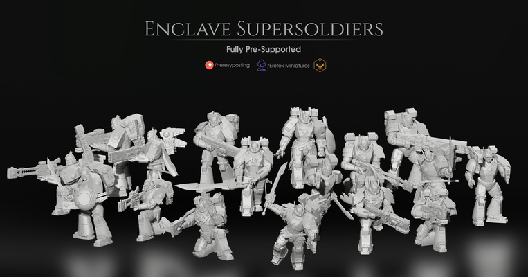 enclave supersoldiers - farseeing allies wargaming tabletop 40000 imperial astartes space marines farsight enclaves tau gue'la dornian heresy swordsman champion imperium transhuman battlesuits infantry 3d print model - Mito3D