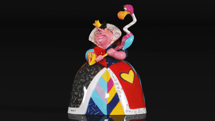 énesco disney by romero britto alice in pays merveilles reine of cœurs portant flamant maillet figurine jeu jouet figure personnage jeux action jeux loi art poly anime 3d print model - Mito3D