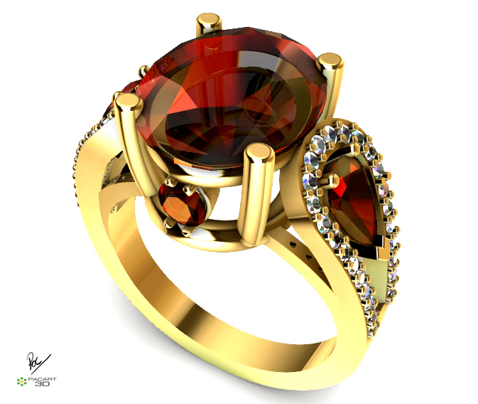 engagement bague pierres précieuses mariage bijoux brin diamants diamant 3D print model - Mito3D