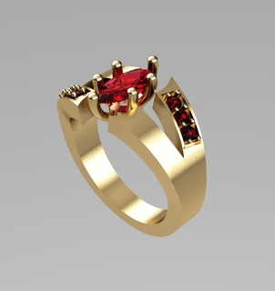 noivado anel 3d modelo rubi ouro 18k jóia comprometimento solitário Centro pedra 3d print model - Mito3D