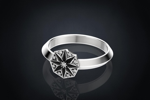 Engagement Ring Diamant gestalten Star 318 3dprinted Design Mode Gold golden Juwel Schmuck drucken druckbar Drucken Prototyp entwickeln Ringe Silber 3d print model - Mito3D