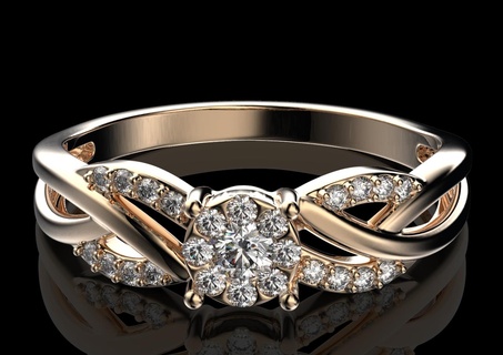Fidanzamento squillare diamanti 486 3dprinted design moda oro d'oro gioiello gioielleria Stampa stampabile stampa prototipazione anelli argento 3d print model - Mito3D