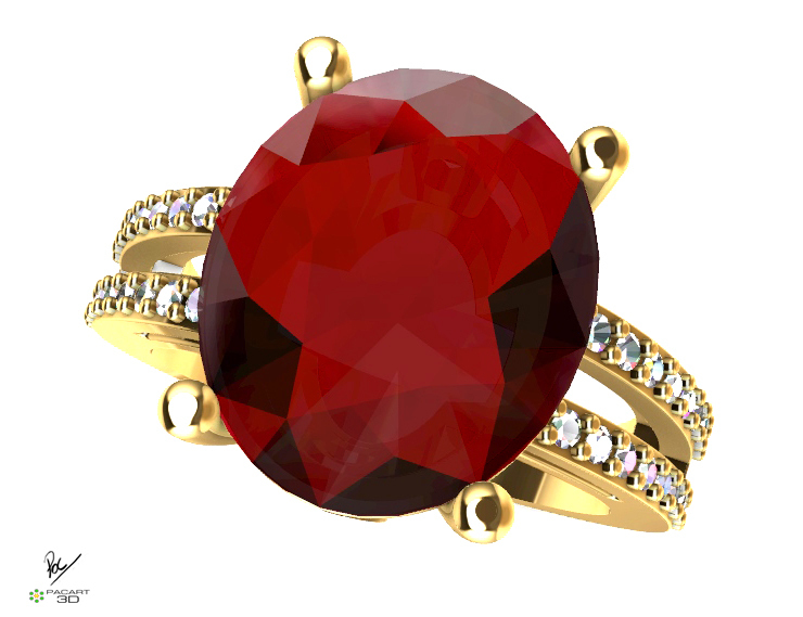 engagement bague pierres précieuses stl format mariage bijoux brin diamants diamant 3D print model - Mito3D