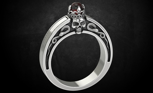 engagement bague crâne couronne 312 bijoux 3dprinted conception mode or d'or bijou impression imprimable prototypage anneaux argent 3d print model - Mito3D