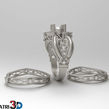 nişan yüzüğü, düğün grup takı baskı 3d stl taş taşlar elmas moda giyim altın Gümüş platin yüzük kuyumcu 3d print model - Mito3D