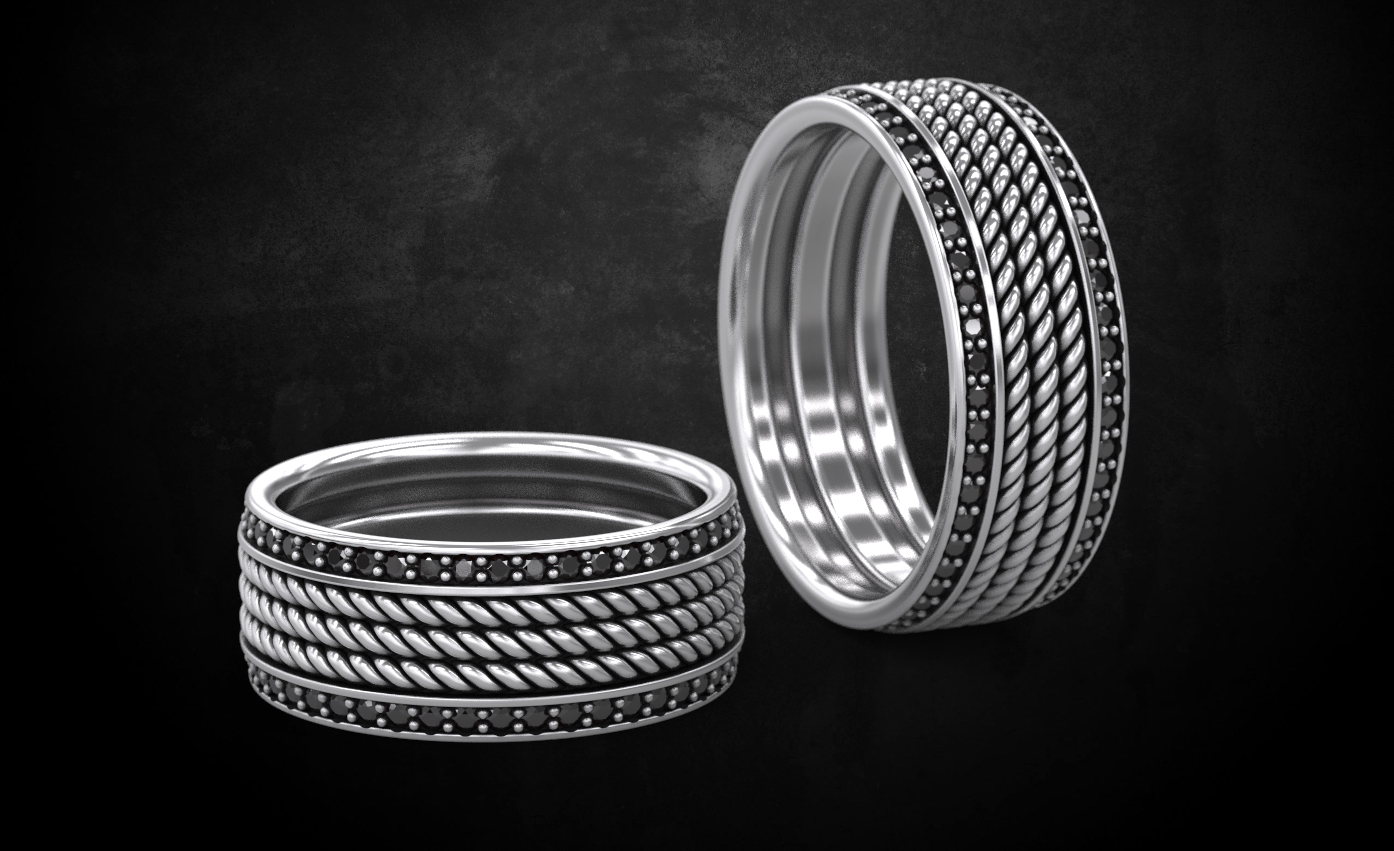 nişan yüzükler İp elmaslar 236 3dprinted tasarım moda altın mücevher takı Yazdır yazdırılabilir baskı prototip oluşturma yüzük gümüş 3D print model - Mito3D