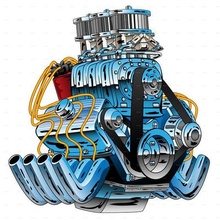motor arte v8 brinquedo gases desenho animado 3d print model - Mito3D