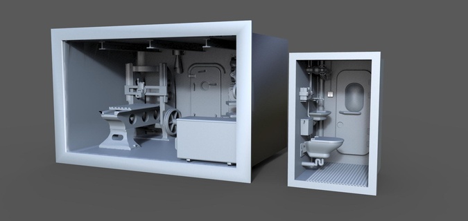 motor oda tuvalet gemi model tekne makine rc açık deniz Gemi 3d print model - Mito3D