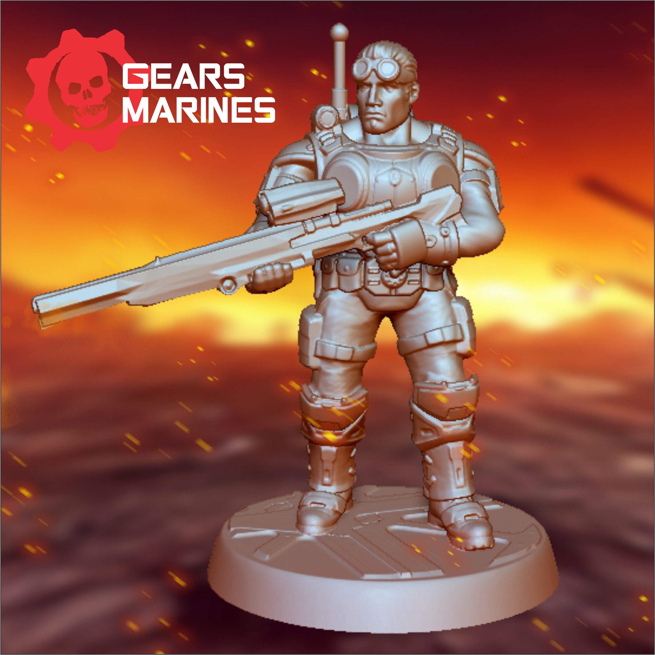 ingénieur engrenages marines guerre miniatures anya stroud dom jace Santiago fenix Jeu 32mm Xbox commandant scions Marcus équipe troupes baird Damon 3D print model - Mito3D