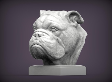 Inglés buldog 3d impresión modelo Arte británico Bulldog inglés perro naturaleza mamífero animal hogar casa mascota escultura recuerdo esculpir esculturas estatua busto 3d print model - Mito3D