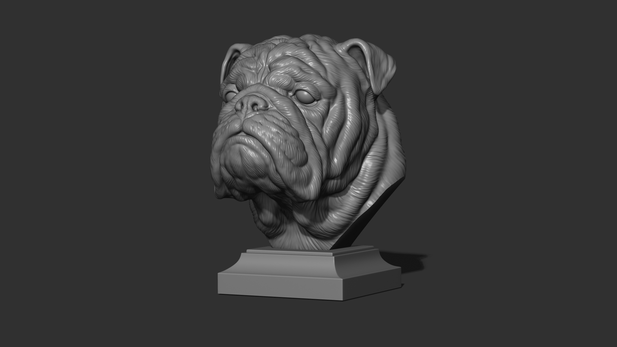 Inglese bulldog fallimento cane scultura arte testa statua arredamento stampabile miniature ciondoli cnc sollievo gioielleria sculture 3D print model - Mito3D