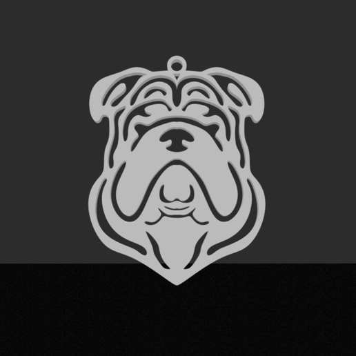 english bulldog pendant jewelry chain dog 3D print model - Mito3D
