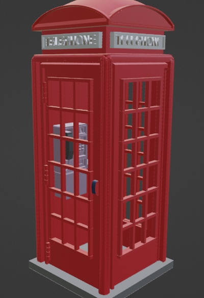 inglés teléfono puesto cabina londres londinense llamada rojo dinero diorama recreación modelo 3d print model - Mito3D