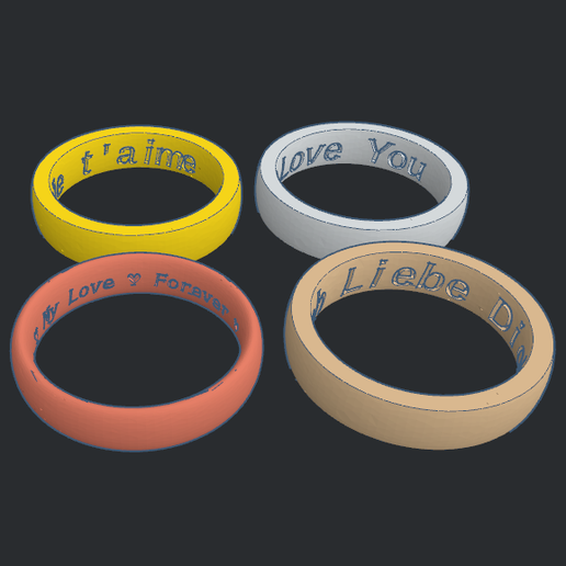 engraved rings love 3D print model - Mito3D