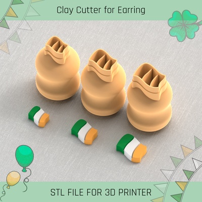 ensign of ireland saint patrick's day mini clay cutter tools earring 3d print model - Mito3D