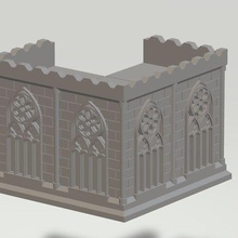 epic 40 000 fortress corner 40k gothic wall terrain warhammer 3d print model - Mito3D