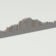 epic 40k scale ruin wall 3 gothic terrain 3d print model - Mito3D