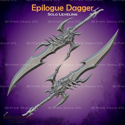 epilogue dagger cosplay solo leveling - stl file 3d print model manhwa rasaka sword weapon blade knight killer sung jin woo games toys 3d print model - Mito3D