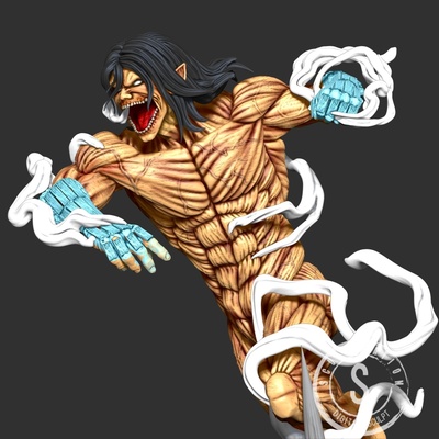 eren titan form wt powers art erenjeager attack on shingeki no kyojin galliard paradis 3d print model - Mito3D