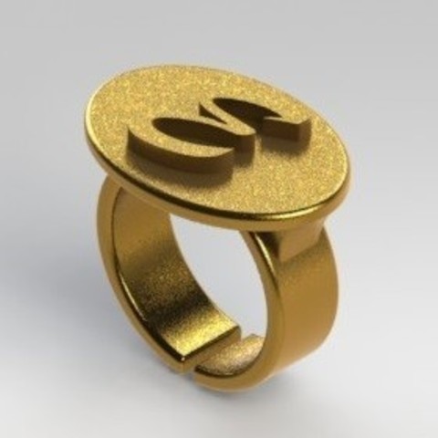 e-ring lettera gioielli grafia 3D print model - Mito3D