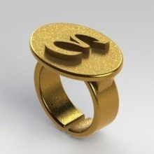 e-ring lettera gioielli grafia 3d print model - Mito3D