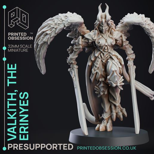 erinyes - hell angel - hell hath fury - 32mm pre-supported 3D print model - Mito3D