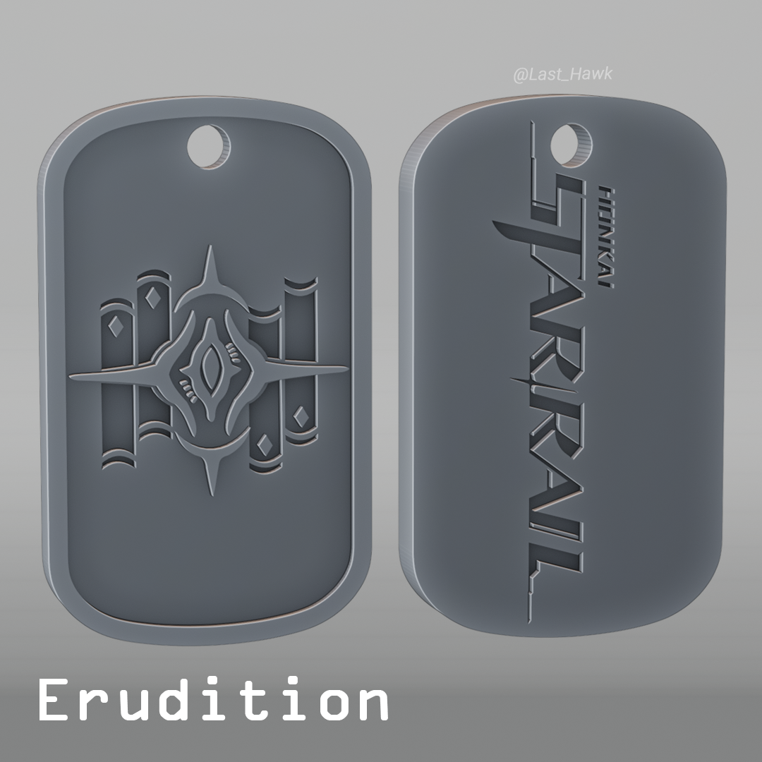 erudition dogtag honkai star rail cosplay game talisman accessories amulet medalion dogtad keychain 3D print model - Mito3D