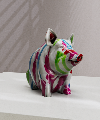 escultura cerdo kunst tier säugetier schwein estatua 3d print model - Mito3D
